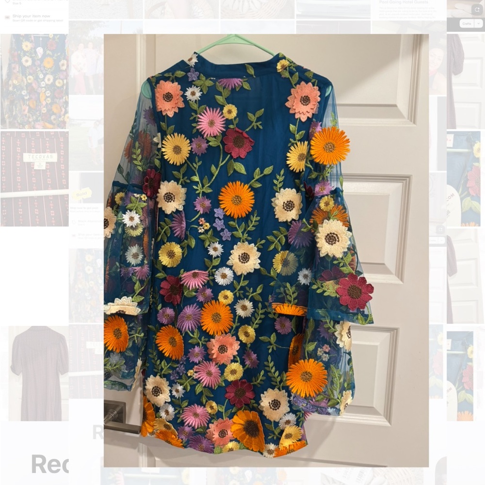 BuddyLove Teal Floral Embroidered Dress - Picture 3 of 3